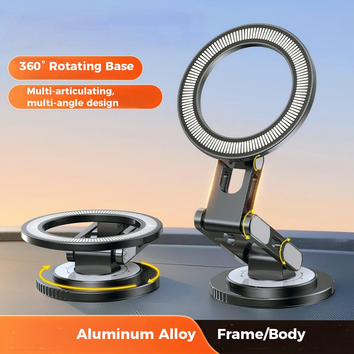 Micool Magnetic Car Phone Holder, Dashboard Mount with 360° Rotation & 720° Foldable Arm, Universal Strong Grip Tablet Stand for All Phones and Pad…