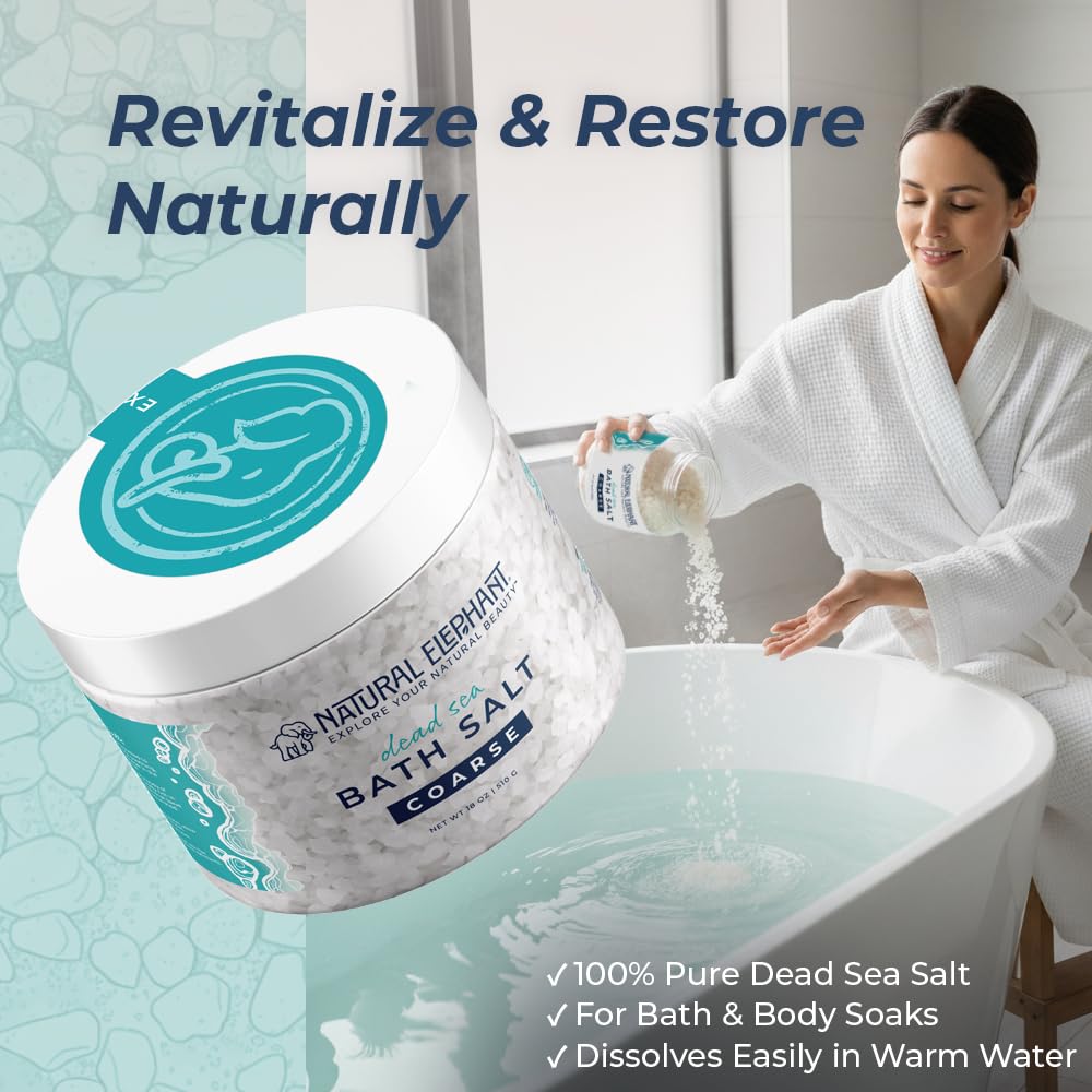 Dead Sea Salt Fine Grain Bath Soak 21 oz - Natural Mineral Body Soak Beauty and Personal Care Natural Elephant