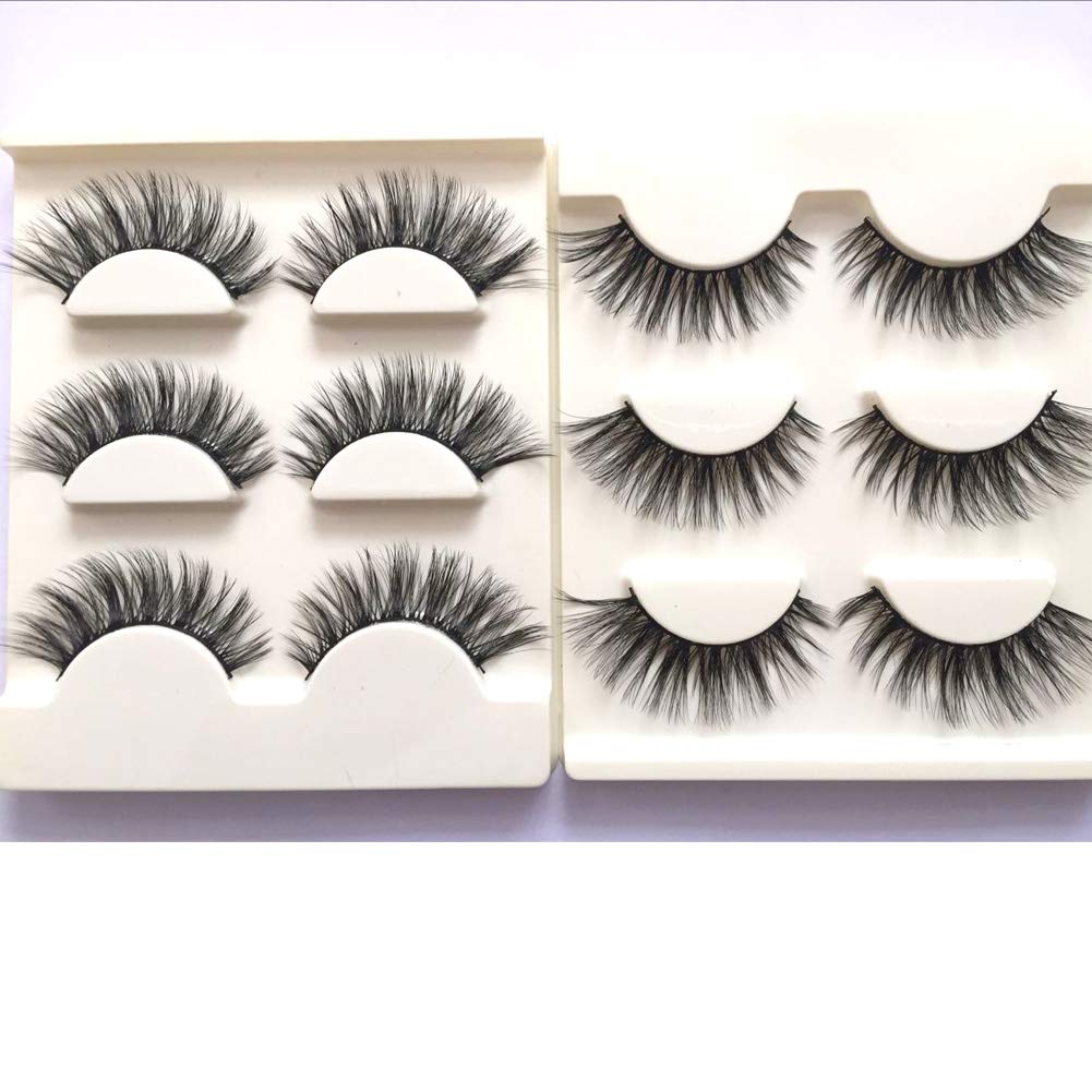 Sunniess Hair Imported Korea Fiber Faux Mink False Eye lashes Handmade Reusable Long Cross Volume Dramatic Lashes Natural Look Makeup Thick Black Fake