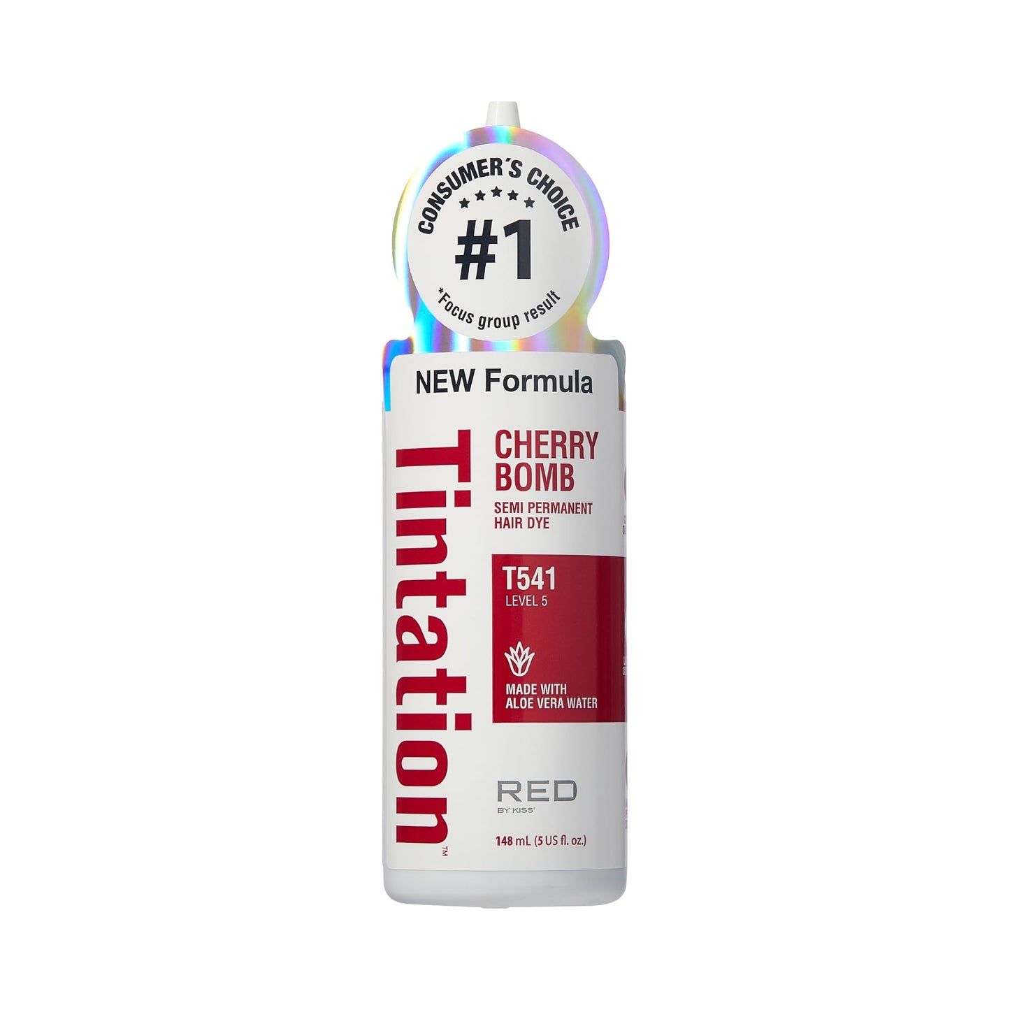 Red by Kiss Tintation Semi-Permanent Hair Color, Aloe Vera Water Based, Argan Oil, Olive Oil, Collagen & Keratin, Long-Lasting Color Dye (Cherry Bomb