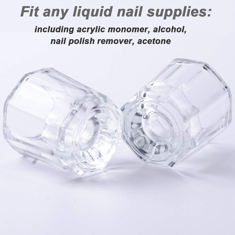 fiezkaa 2 Pcs Clear Nail Dappen Dish Glass Cup for Acetone and Nail Liquid, Small Dampen Dish for Acrylic Nails, Monomer, Powder, Polish Remover