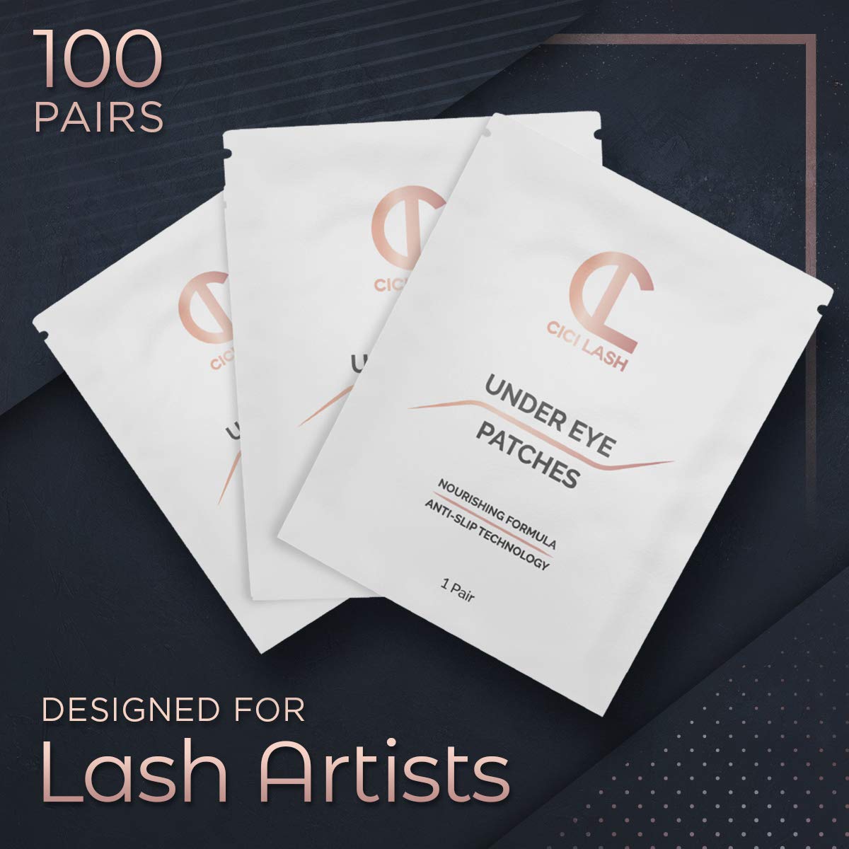 100 Pairs Under Eye Pads for Eyelash Extensions - Professional Lint Free Hydrogel Eye Patches with Moisturizing Vitamin C and Aloe Vera for Eyelash