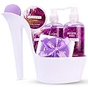 Gift Set for Her- 8 Pcs Luxury Lavender Scented Heel Shoe Bath & Body Spa Basket - Shower Gel, Bubble Bath, Body Butter, Lotion & More - Gifts