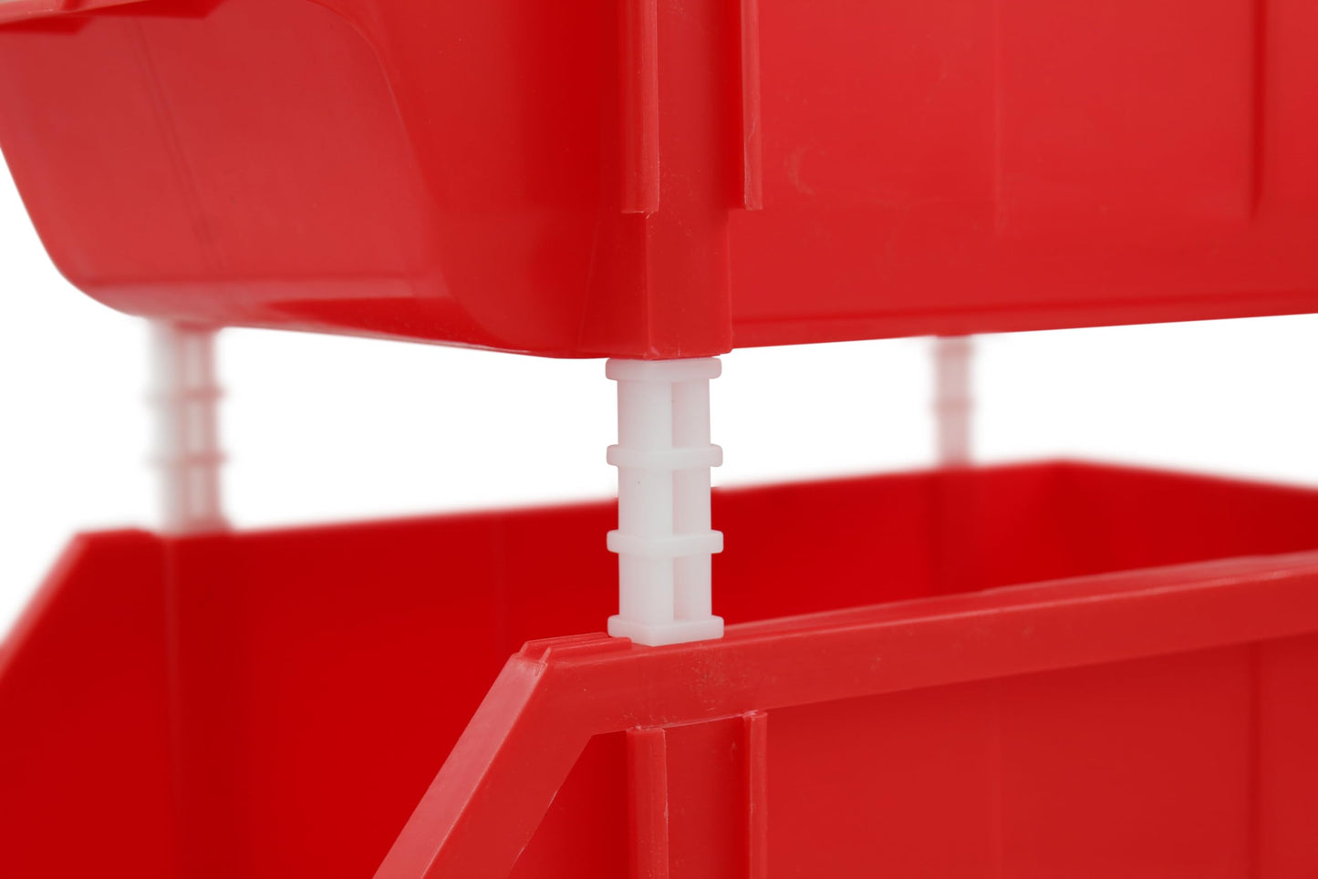 DJC Supply 16.5" X 14.5" X 6.9" Red Heavy duty thermoplastic storage bin organizer, Stackable, Hangable, Side-connect, Great for tools, parts crafts…