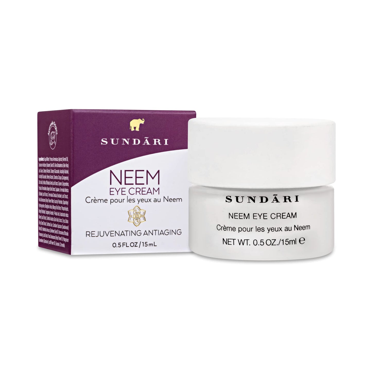 SUNDARI Neem Eye Cream, 0.5 Fl Oz, Lightweight Under Eye Cream, Reduces Puffiness, Dark Circles & Firms Delicate Skin, Nourishing and Soothing