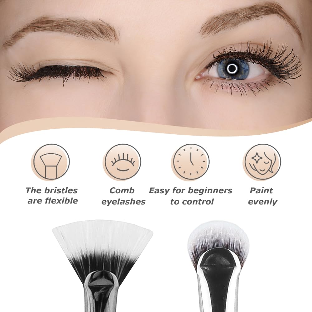2pcs Multifunctional Folding Angle Scalloped Lash Brush For Women Girls, Compact Home Salon Comb, Separator Eyelash Brush, Angled Fan Shaped