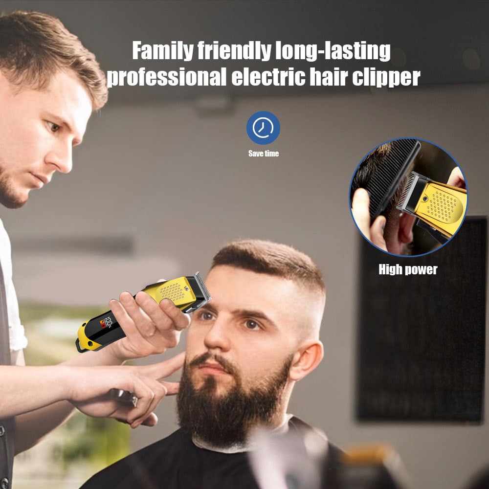 QDKVTNDJZ Professional Hair Clippers for Men - 9000RPM Brush Motor & Stainless Steel Blades, Barber-Grade Cordless Clippers & Trimmer Set for Fade Beauty and Personal Care QDKVTNDJZ