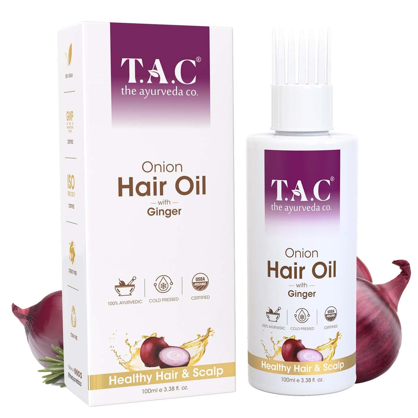 TAC - The Ayurveda Co. Onion with Black Seed and Biotin Hair Nourishment Oil for Hairfall Control 100ml