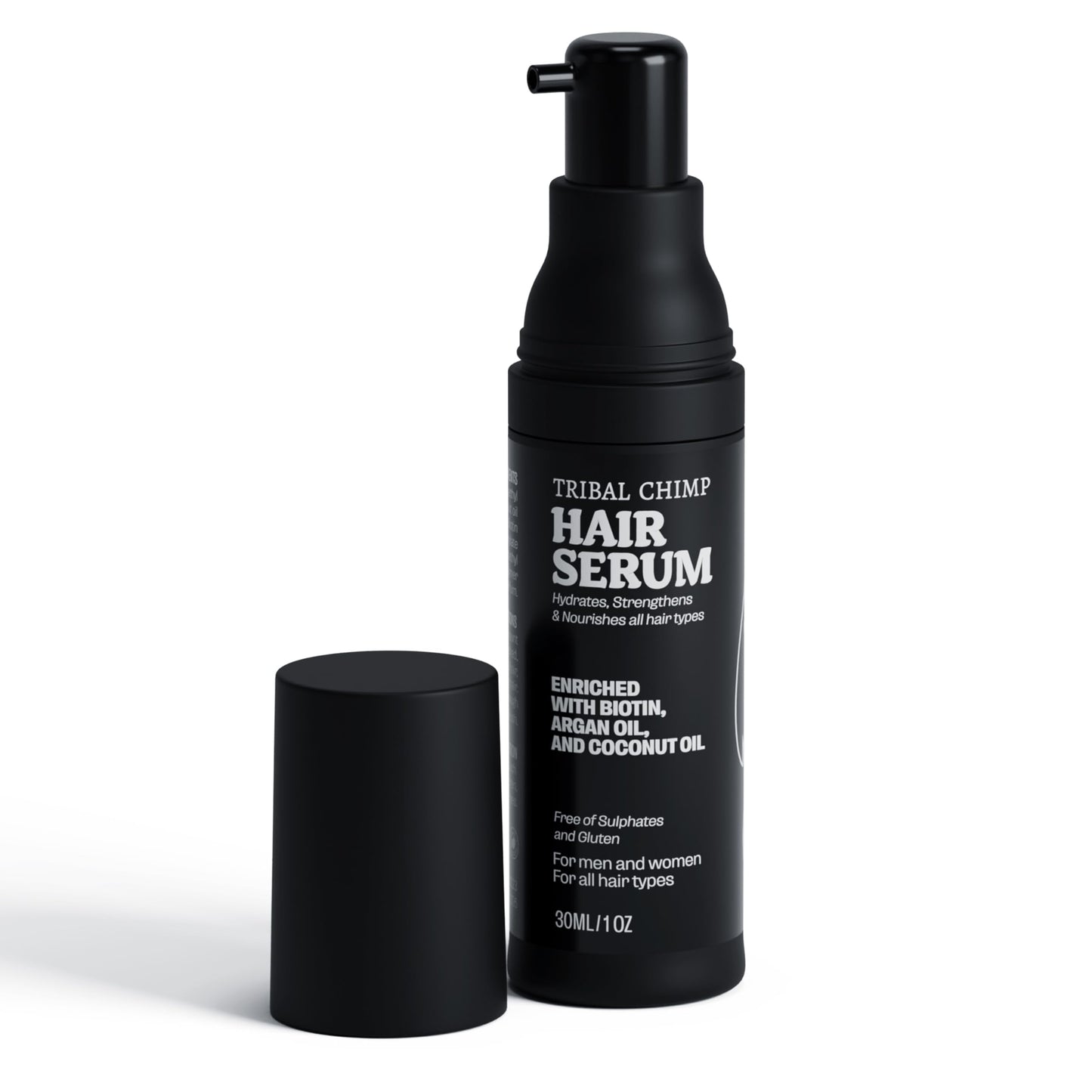 Tribal Chimp 1oz Hair Serum for Day and Night Hair Care - Argan Oil, Coconut Oil, and Biotin for Dry, Frizzy, and Damaged Hairs - Hydrating