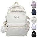 VTTDB Kawaii Backpack with Cute Accessories Casual Aesthetic Daypack Simple Laptop Bag Waterproof Travel Rucksack for Women (white)