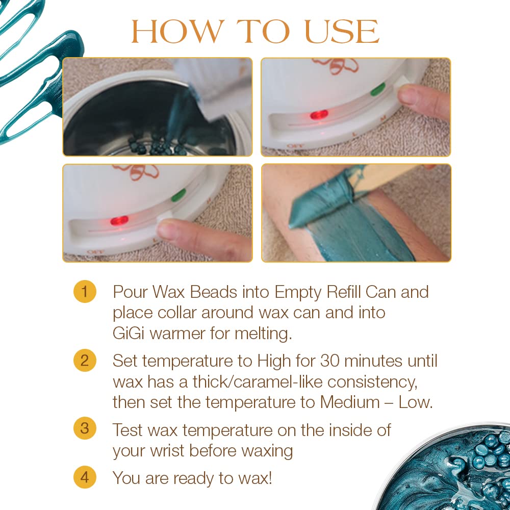 GiGi Hard Wax Beads for Hair Removal, Empty Wax Refill Can for Hard Wax Beads - Professional Wax Warmer Compatible, Reusable & Heat-Resistant Beauty and Personal Care GIGI