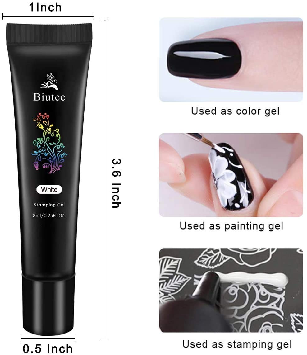 Biutee Nail stamping polish gel Pack of 8 Colors 8ML UV LED Gel Polish for nail stamping plate