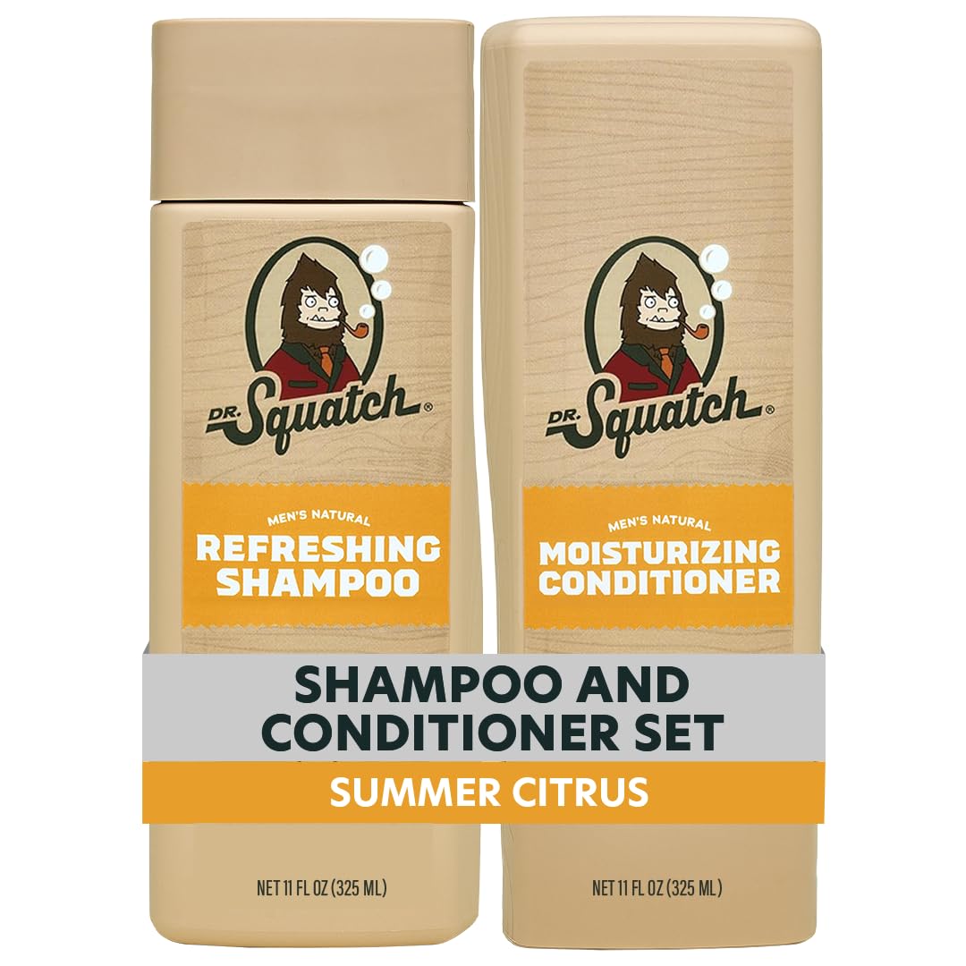 Dr. Squatch Men's Natural Shampoo and Conditioner Set - Sulfate & Paraben Free Natural Shampoo and Conditioner for Men - Scalp Nourishing Formula