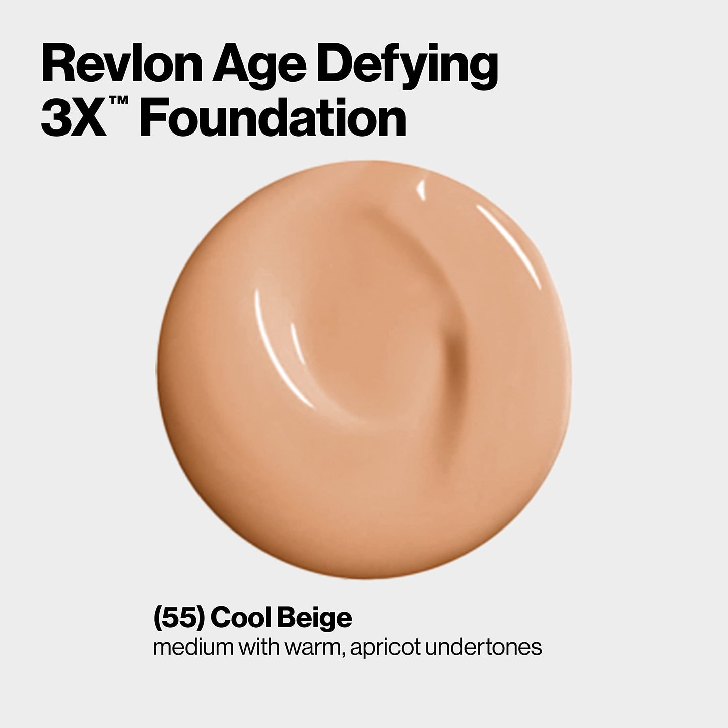 Revlon Age Defying 3X Makeup Foundation, Firming, Lifting and Anti-Aging Medium, Buildable Coverage with Natural Finish SPF 20, 055 Cool Beige, 1 fl