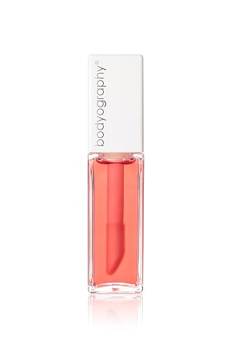 Bodyography Glossy Lip Oil with Plant Squalane & Jojoba | Hydrating Pink Tint Lip Gloss for All Skin Tones | Non-Sticky Vegan Lip Moisturizer with