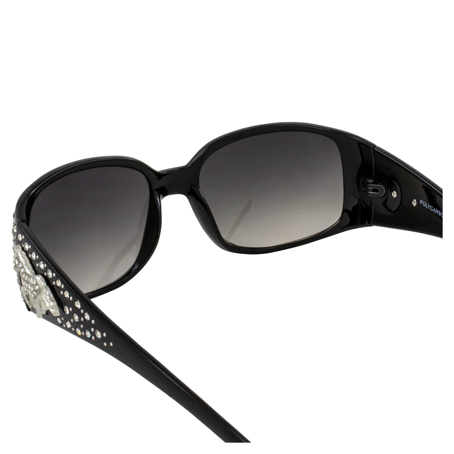 Rodeo Queen Palomino Womens Fashion Sunglasses Black Frame w/Bling Rhinestones & Smoke Gradient Lens