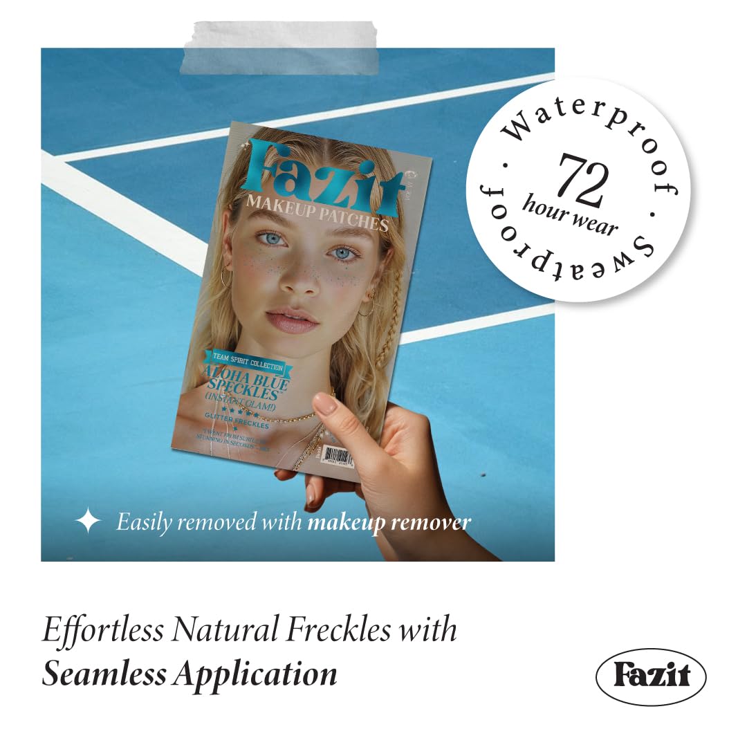 Fazit Aloha Blue Speckles - Glitter Freckle Makeup Patches - Shimmering Faux Freckles & Body Glitter - Waterproof, Long-Lasting Instant Glamour
