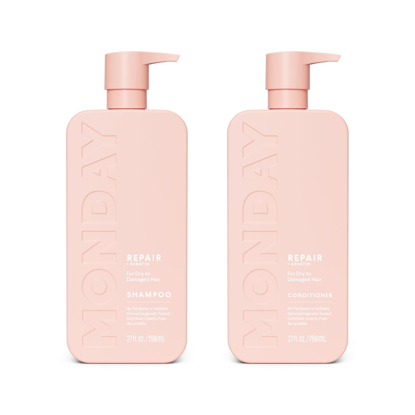 MONDAY HAIRCARE Repair Shampoo and Conditioner Set 798 ML for Dry to Damaged Hair, Made with Keratin, Coconut Oil, Shea Butter and Vitamin E