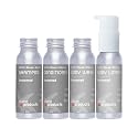 Plaine Products Eco-Friendly Travel Size Shampoo, Conditioner, Body Wash and Body Lotion - Unscented - Paraben/Sulfate/Phthalate Free, Refillable