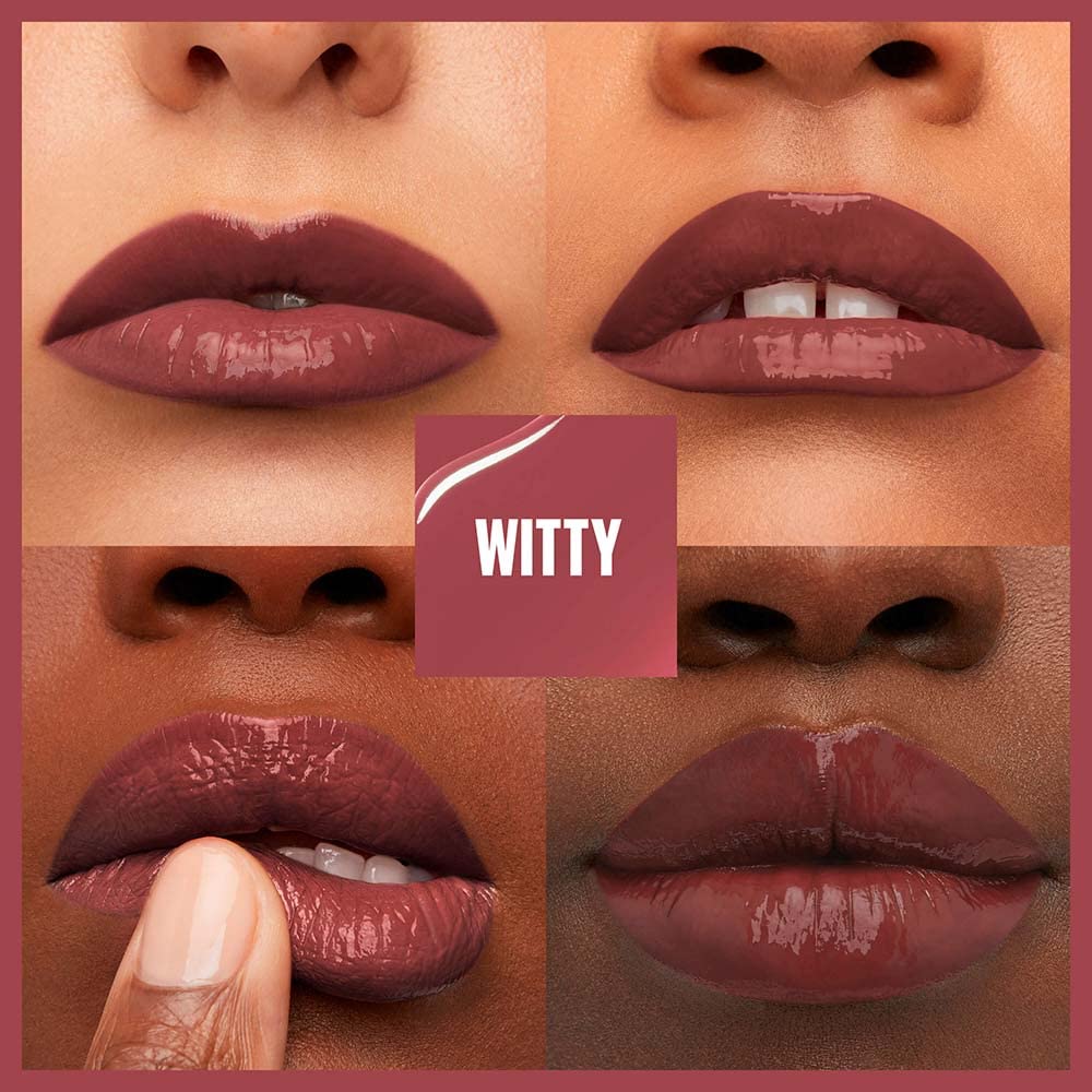 Maybelline Super Stay Vinyl Ink Longwear No-Budge Liquid Lipcolor Makeup, Highly Pigmented Color and Instant Shine, Witty, Mauve Nude Lipstick, 0.14
