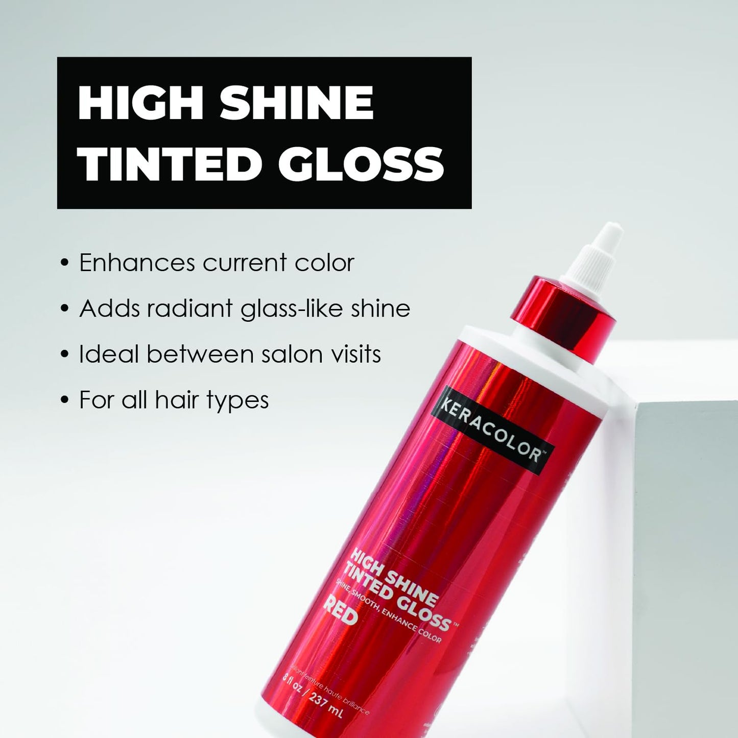 Keracolor High Shine Tinted Hair Gloss, In-Shower Hair Glaze, Sheer Color-Enhancing Glossing Treatment, Red, 8 Fl Oz