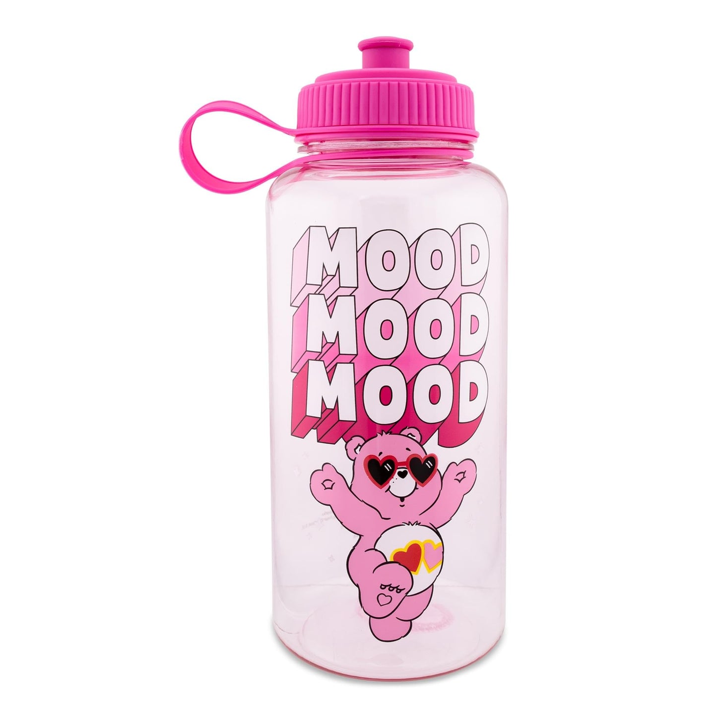 Care Bears Love-A-Lot Bear Mood Plastic Water Bottle With Spill-Resistant Sports Cap Lid | Holds 34 Ounces