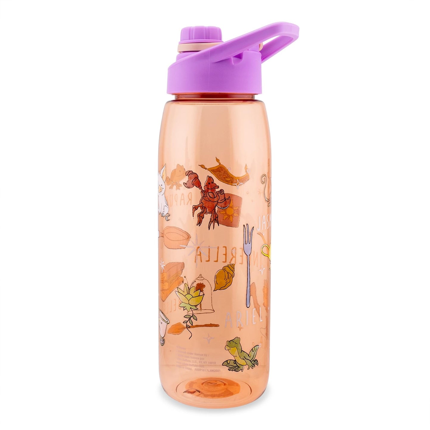 Silver Buffalo Disney Princess Icons Water Bottle With Screw-On Lid, 28 Ounces