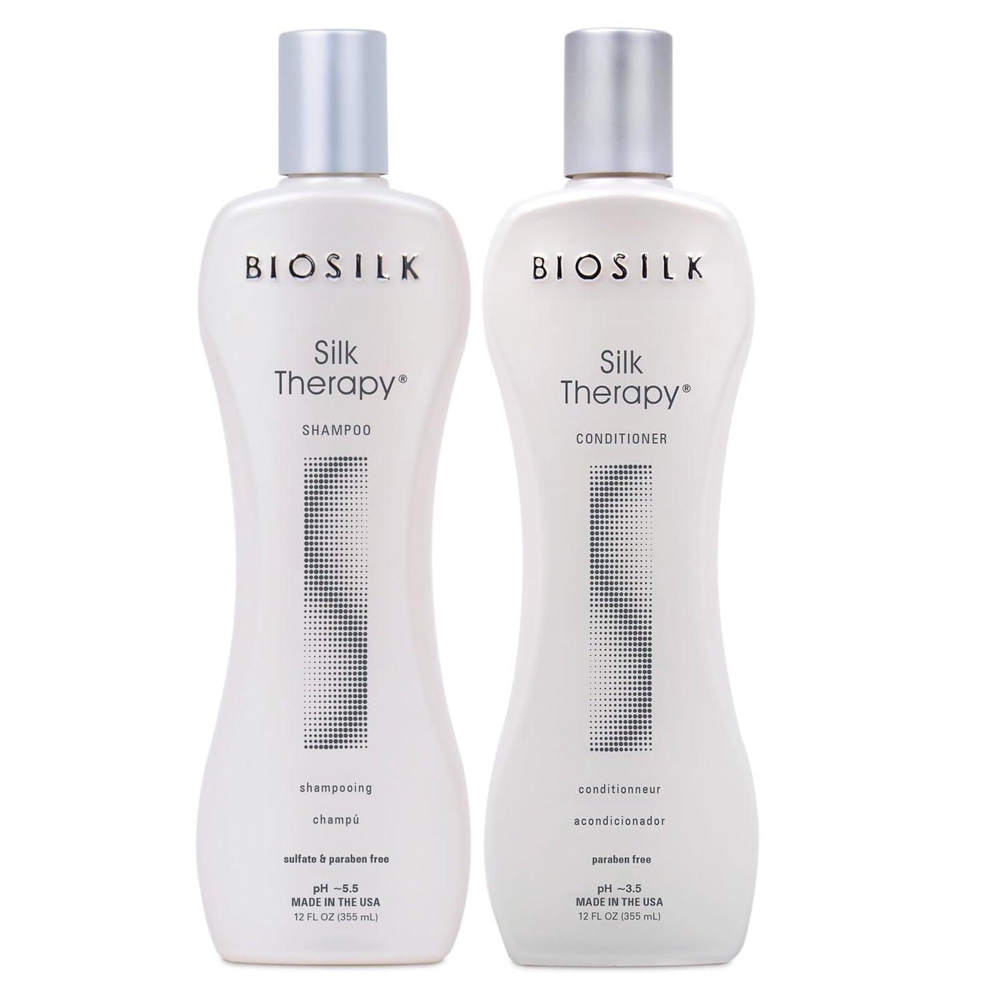 BioSilk Silk Therapy Duo Set, Shampoo & Conditioner for Gentle Cleansing, Moisturizing & Shiny Hair, Smooth, Replenished Hair, Sulfate-Free