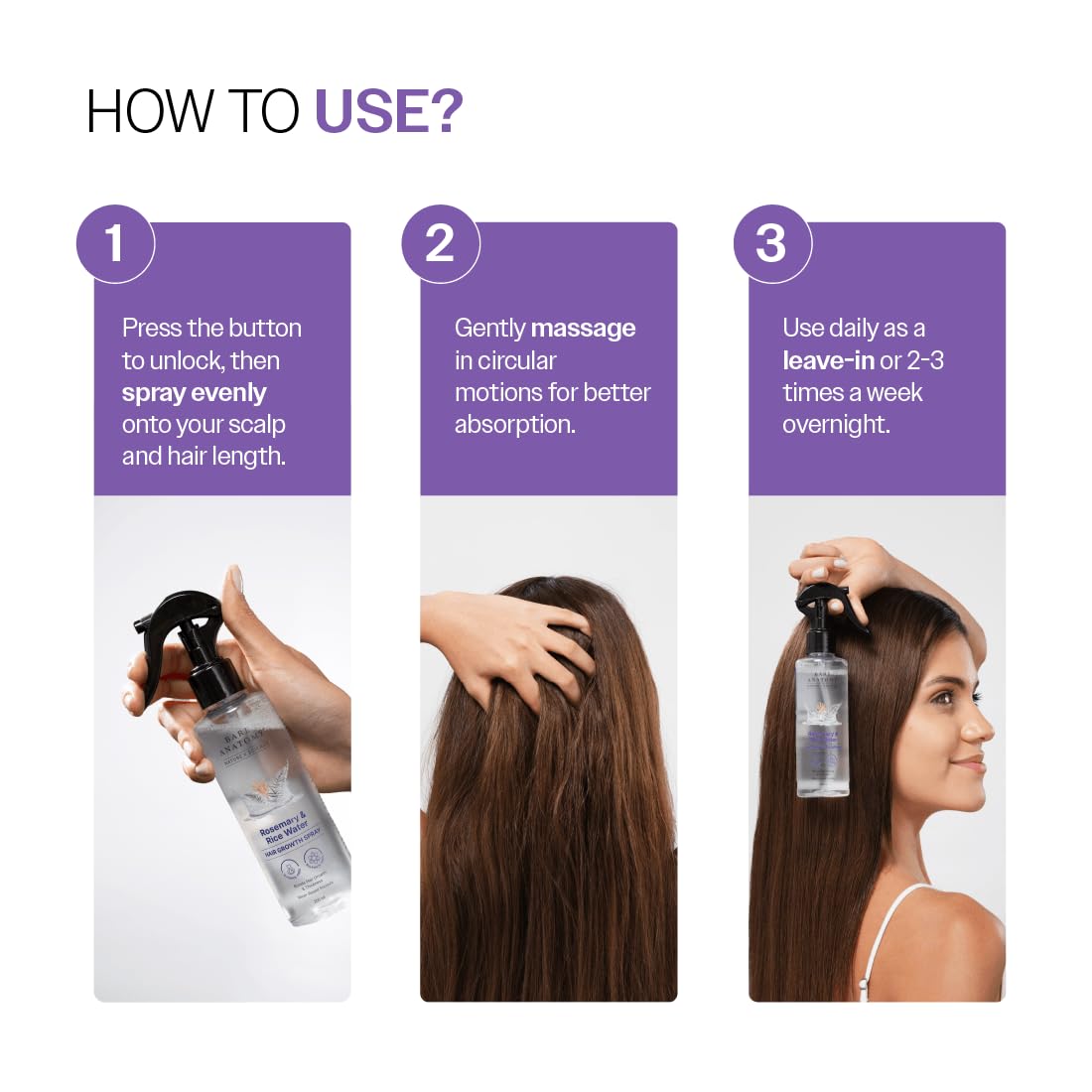 Bare Anatomy Nature x Science Rosemary Water Spray for Hair Growth & Hair Thickness with Rice Water |100% Natural Extract | Soft & Smooth Hair| Beauty and Personal Care Bare Anatomy