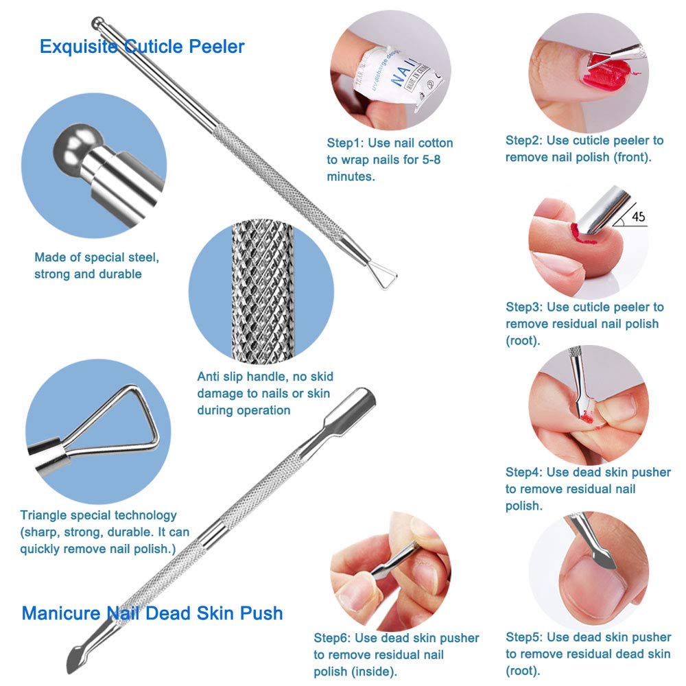 HIFAU Professional Cuticle Nippers Kit, Cuticle Trimmer with Cuticle Pusher & Other Durable Nail Care Manicure Kit for Women, Premium Stainless Steel