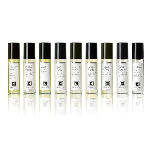 Nabila K Roll-On Perfume Oil Set of 9 with Essential Oils for Women | Alcohol-Free, Organic, Long-Lasting Fragrance | Travel Size, TSA Approved | 0.33 Beauty & Personal Care Nabila K