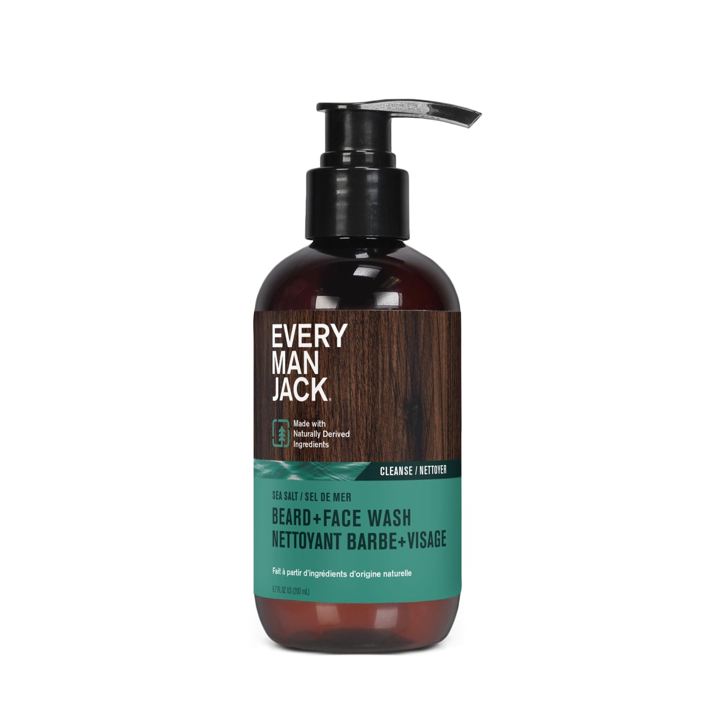 Every Man Jack Beard + Face Wash - Subtle Sea Salt Fragrance - Deep Cleans, Conditions, and Softens Your Beard and Skin Underneath - Naturally Derived