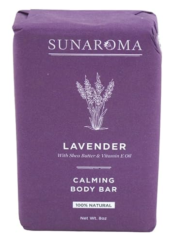 Sunaroma Soap Bar Lavender Shea + Vitamin E Oil 8 Ounce (Pack of 3)