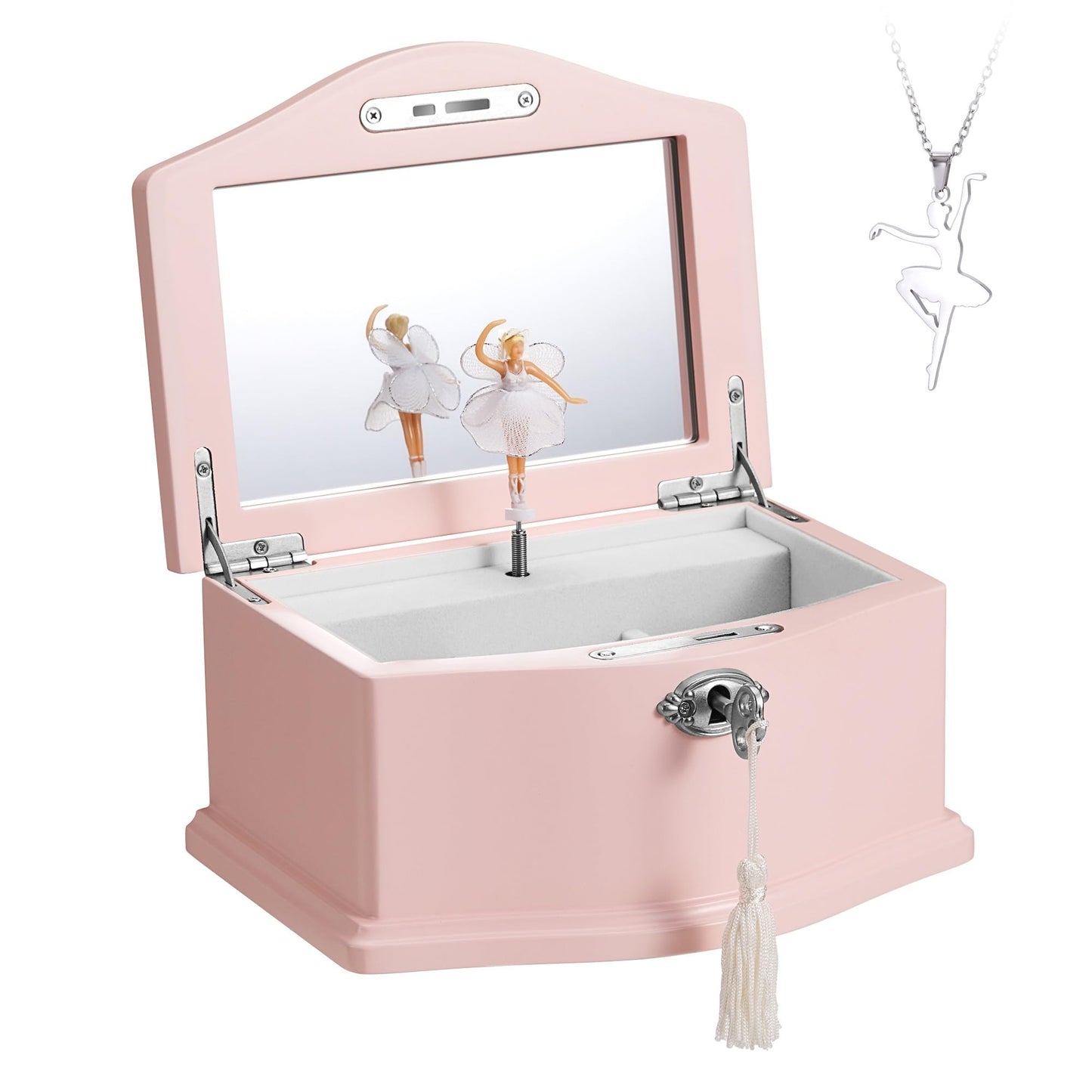 Jozen Gift Medium Pink Ballerina Musical Jewelry Box with Mirror and Lock for Girls,Pink Kid's Jewelry Storage Music Chest,Gifts for Christmas,New…