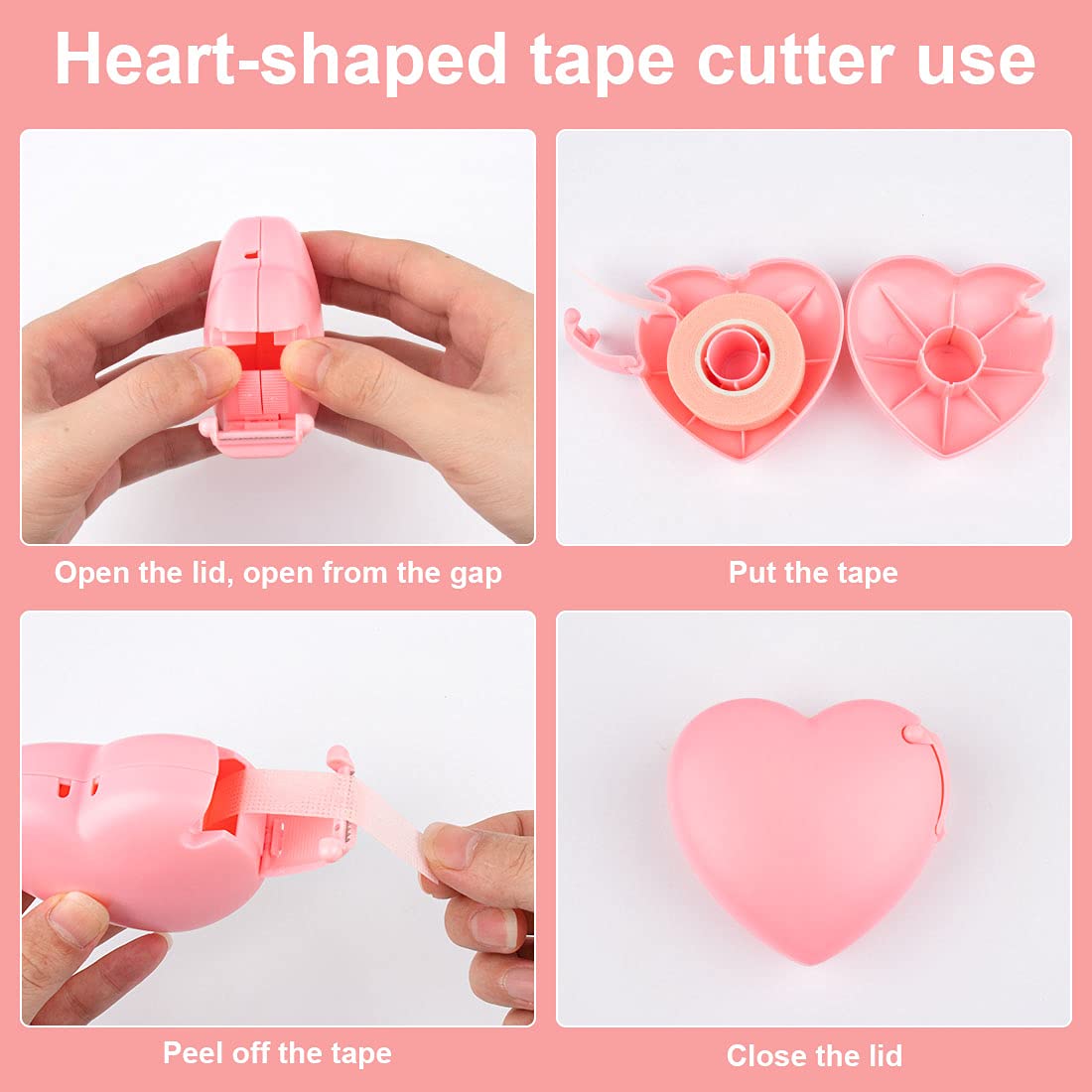 Rolybag 4 Colors Eyelash Extension Tape Breathable Eyelash Tape with Heart Shaped Tape Cutter Adhesive Non Woven Eyelash Tape Ladies Makeup Eyelash