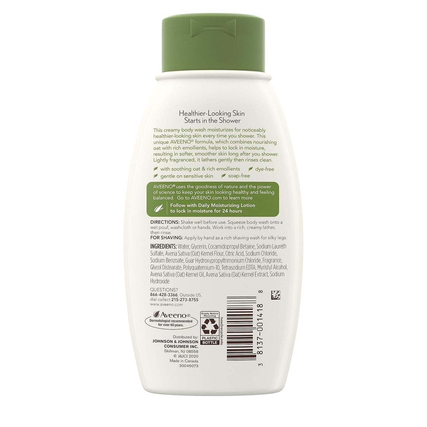 AVEENO Active Naturals Daily Moisturizing Body Wash 12 oz (Pack of 7)