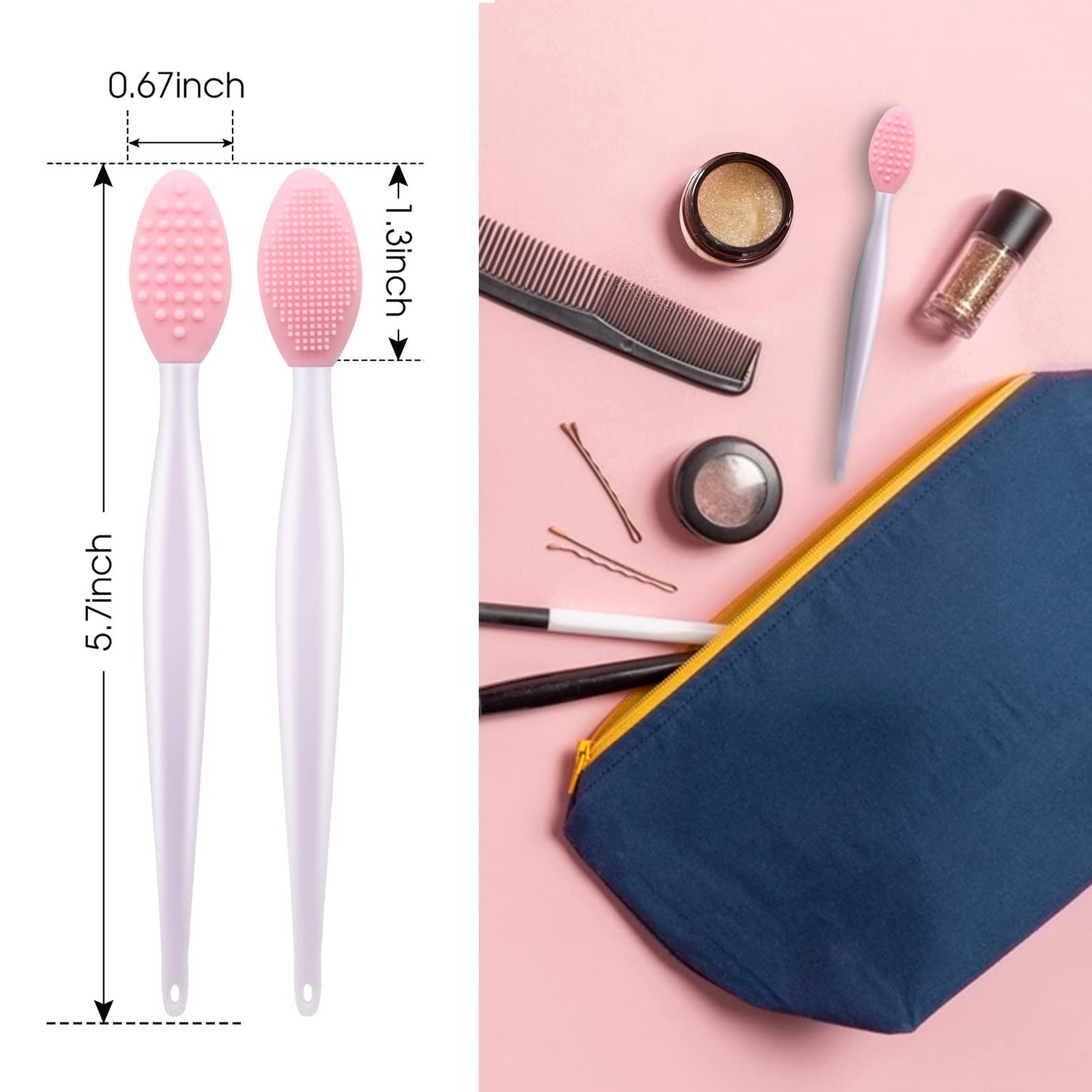 Lip Scrub Brush,Lip Scrubber Exfoliator,Double-Sided Silicone Exfoliating Tool,Gentle Lip Exfoliator Scrubber Brush for Smooth,Soft,Bright,and Healthy