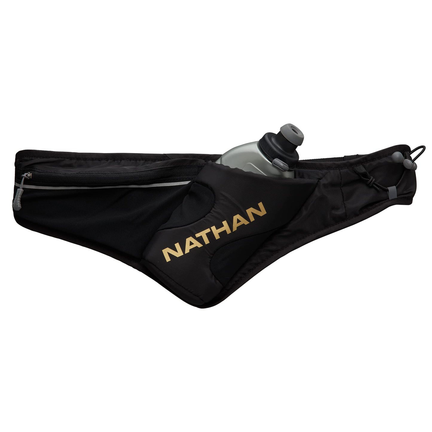 Nathan Peak Running Hydration Waist Pack Belt w/Speed Draw Flask Water Bottle, 18oz/535 ml Push/Pull Race Cap, Expandable Zippered Stretch Pocket