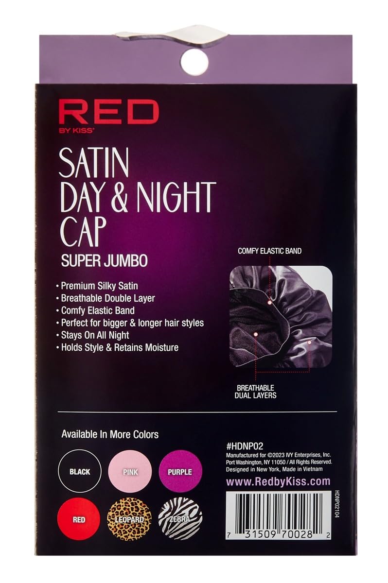 Kiss Red Satin Day & Night Cap Black Super Jumbo (Pack of 6) Beauty and Personal Care KISS