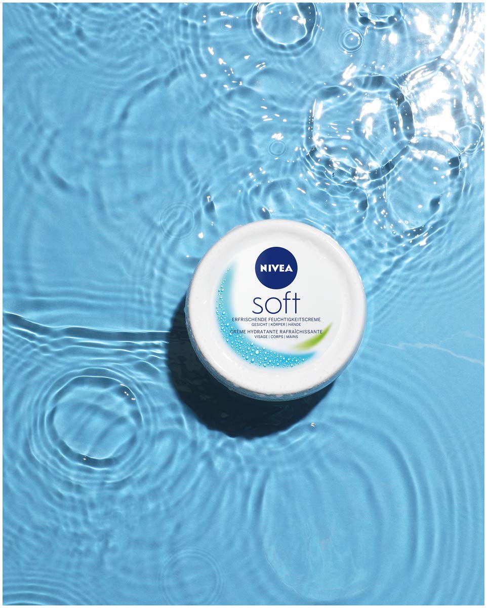 NIVEA Soft erfrischende Feuchtigkeitscreme (50 ml), pflegende Soft Creme mit Vitamin E und Jojoba-Öl, schnell einziehende Hautcreme