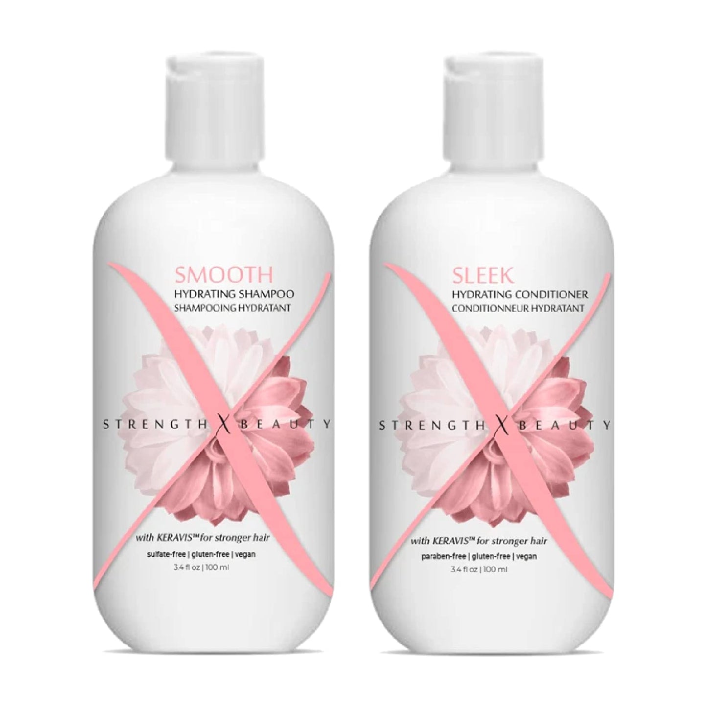 Strength x Beauty - 2 pc. Discovery Set: Smooth | Sleek Shampoo and Conditioner 3.4 oz. Try-Me | Travel Size