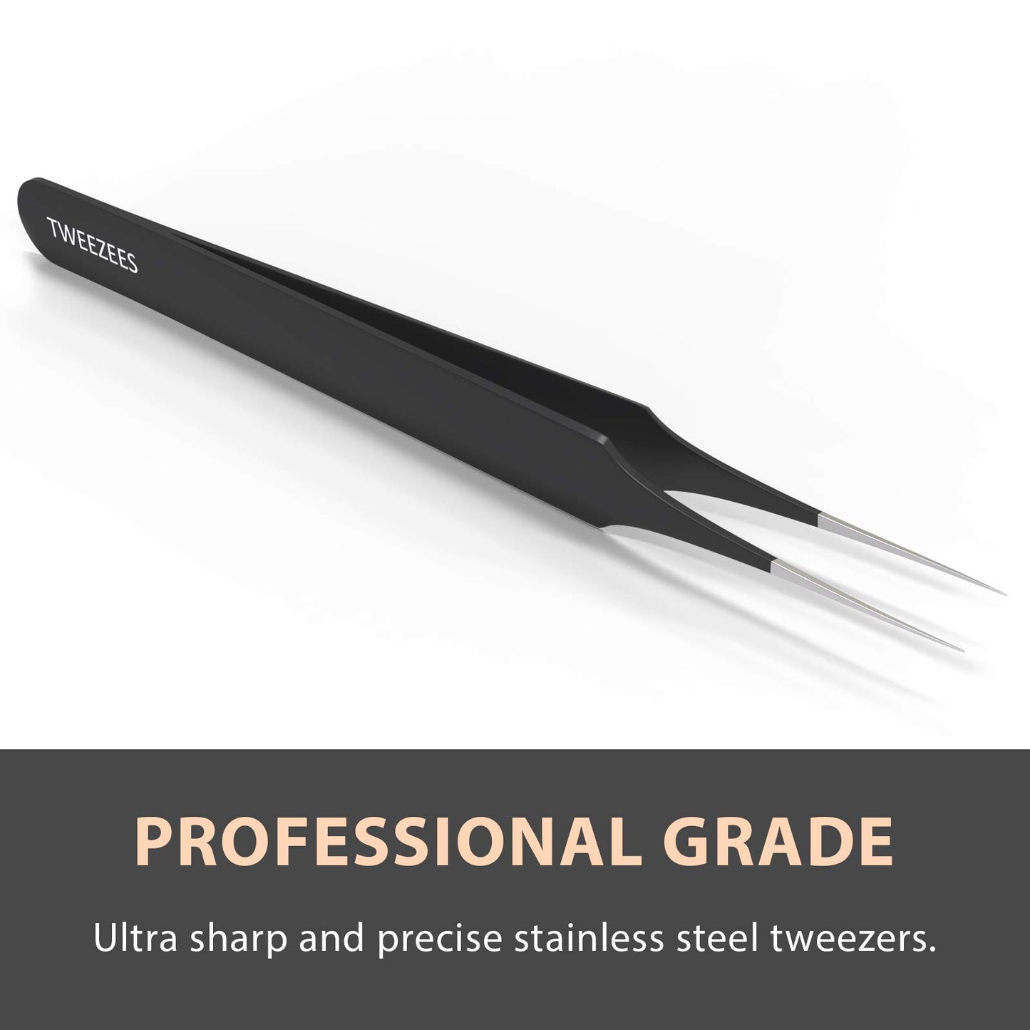 Ingrown Hair Tweezers | Pointed Tip | Black |Precision Stainless Steel | Extra Sharp and Perfectly Aligned for Ingrown Hair Treatment & Splinter