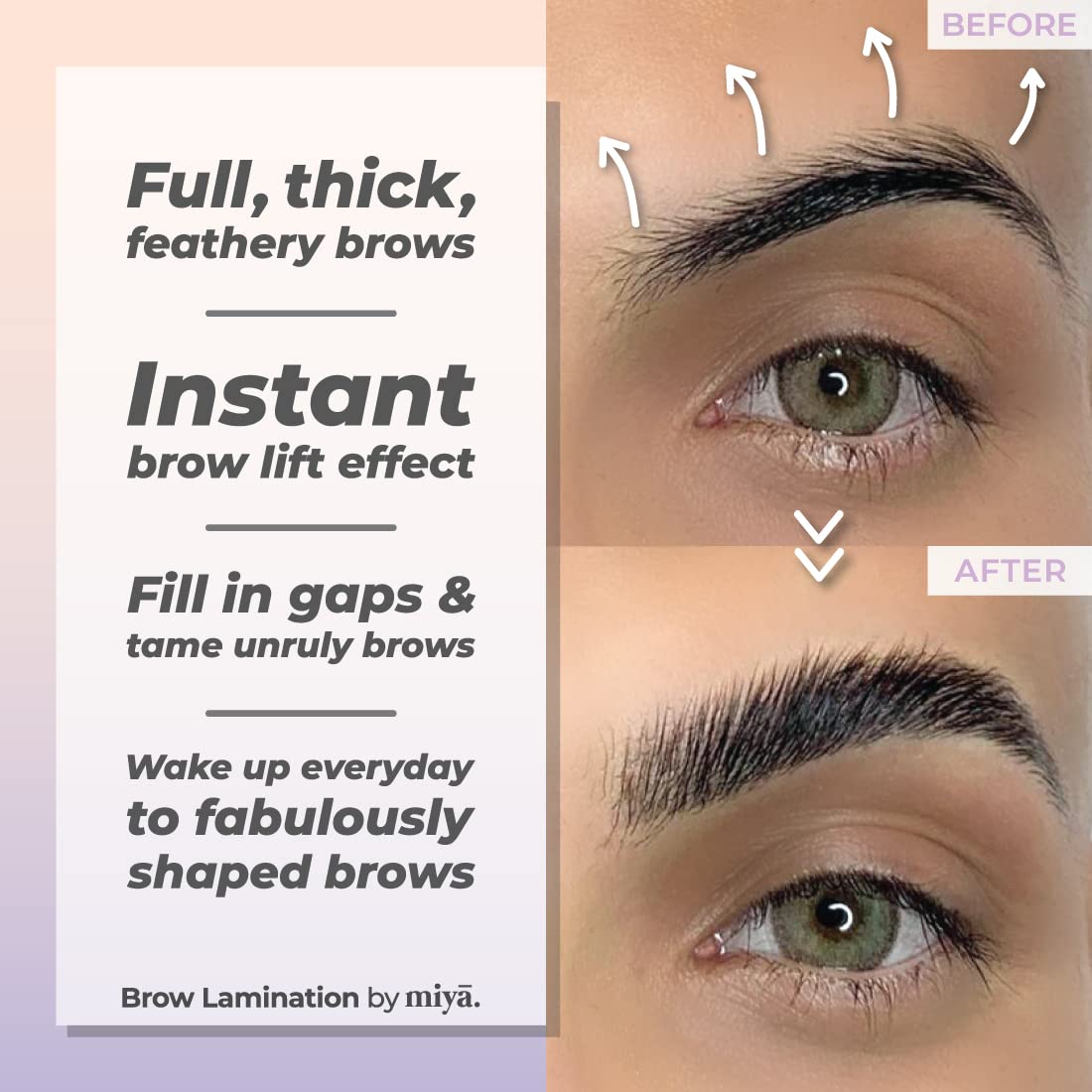 MIYA LASH Brow Lamination Kit | Professional Eyebrow Lamination with Keratin | DIY Brow Lift Kit | Fuller, Thicker Brows for 6 weeks | Includes Easy