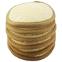 6 pcs/Set 4"×4" Natural Exfoliating Face Pad Loofah Sponge Facial Brush - Shower Scrubber - Body Bath Spa for Men & Women, Renewable Resource (Front