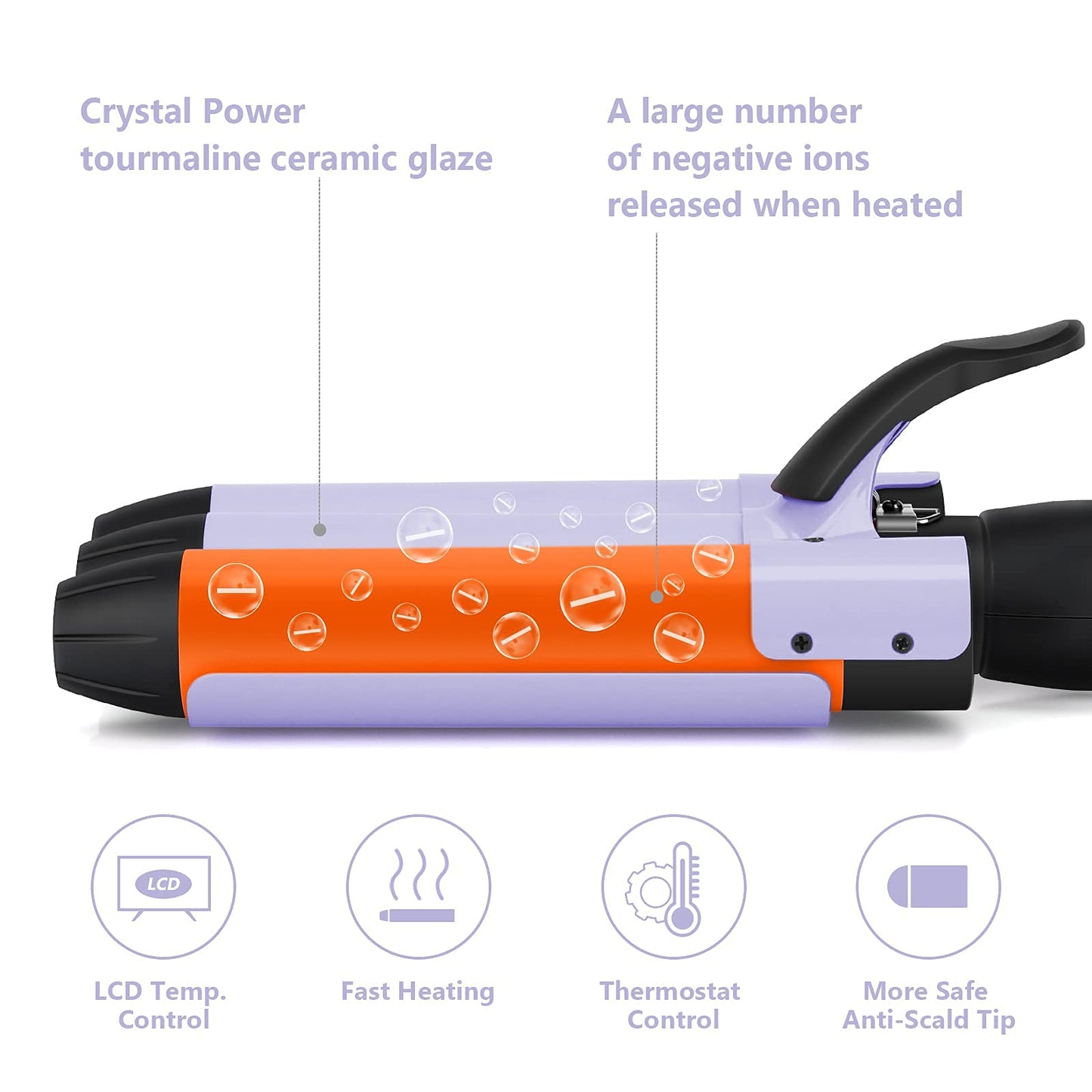 32mm (1.25") Mermaid Beach Waves Curling Iron, Aima Beauty Hair Waver 3 Barrel, Mermaid Big Wave Waver Iron with Adjustable Temperature, Durable