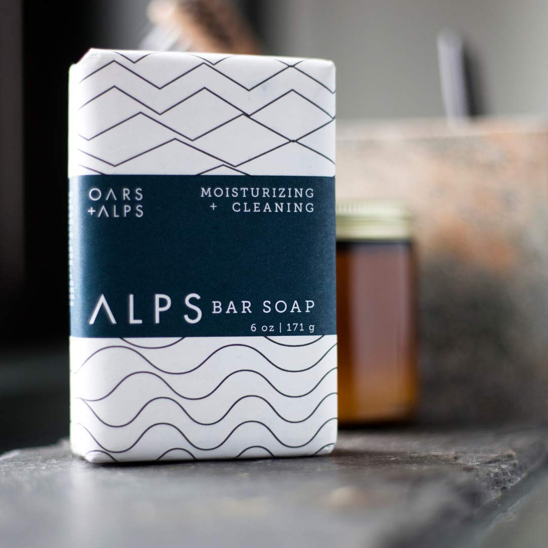 Oars + Alps Shea Butter & Jojoba Oil Exfoliating Bar Soap for Men, Deep Cleaning & Exfoliating Soap, Made with Clean Ingredients, All Skin Types