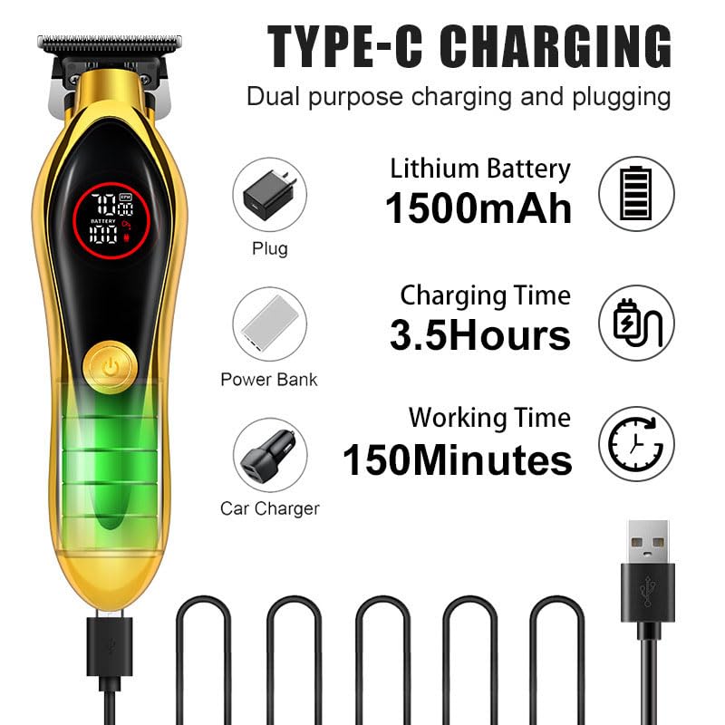 QDKVTNDJZ Professional Hair Clippers Beard Trimmer for Men - Powerful Motor Stainless Steel Blades, Cordless Multifunctional Set for Fade Designs Beauty and Personal Care QDKVTNDJZ