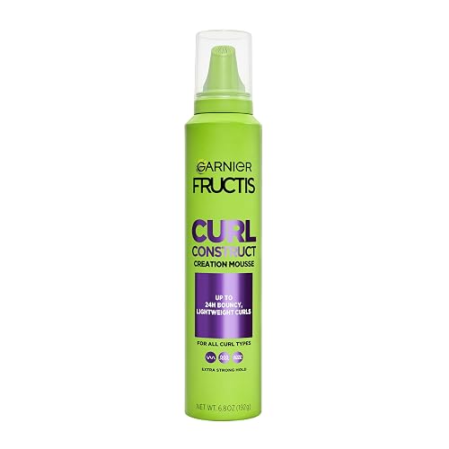 Garnier Fructis Curl Construct Creation Mousse, Curl Activator Provides Frizz Control, Long-Lasting Hold, and No Weigh-Down for Curly, Wavy, and Coily