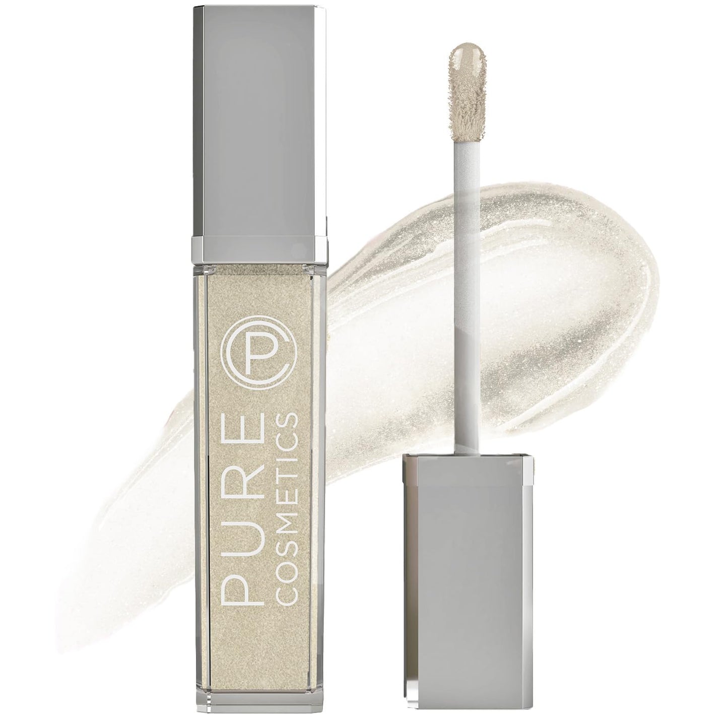 Pure Illumination Light-Up Lip Gloss with LED-Lit Applicator Brush + Side Mirror, Non-Sticky, Moisturizing Hydrating Lip Glosses with Lanolin, Jojoba