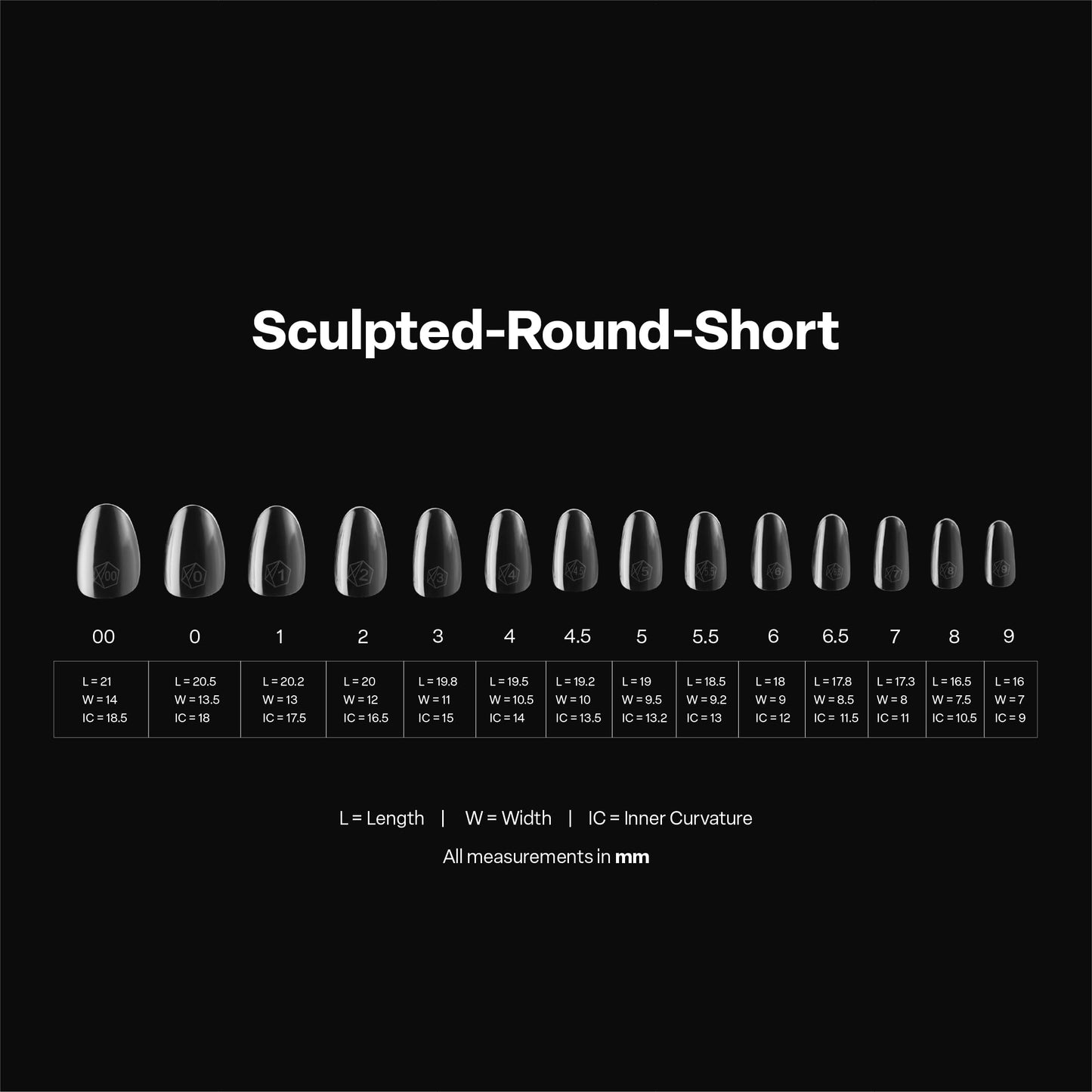 Apres Gel-X® Round Box of Nail Tips | 280 Tips, Soft Gel Tips, 14 Sizes 00-9 | Half-sizes Included (Sculpted Round Short) Beauty & Personal Care APRÉS